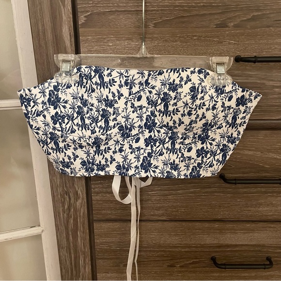NWT Cider Floral Print Strapless Crop Top - Picture 3 of 6